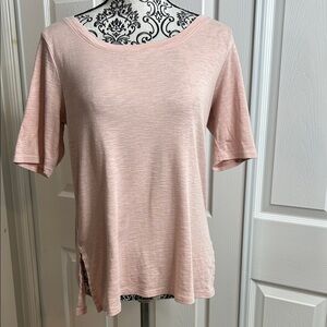 J. Jill Soft Pink Pima Cotton Scoop Neck Elbow S Petite